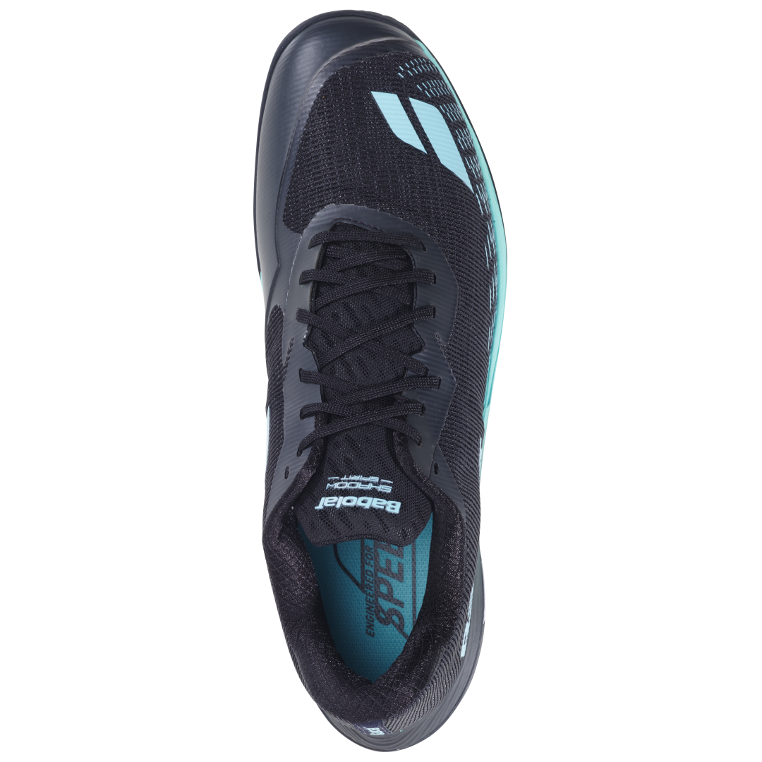 Babolat Shadow Spirit 2 Badminton Shoes (Black/Cyan) – Lightweight Indoor Court Shoes