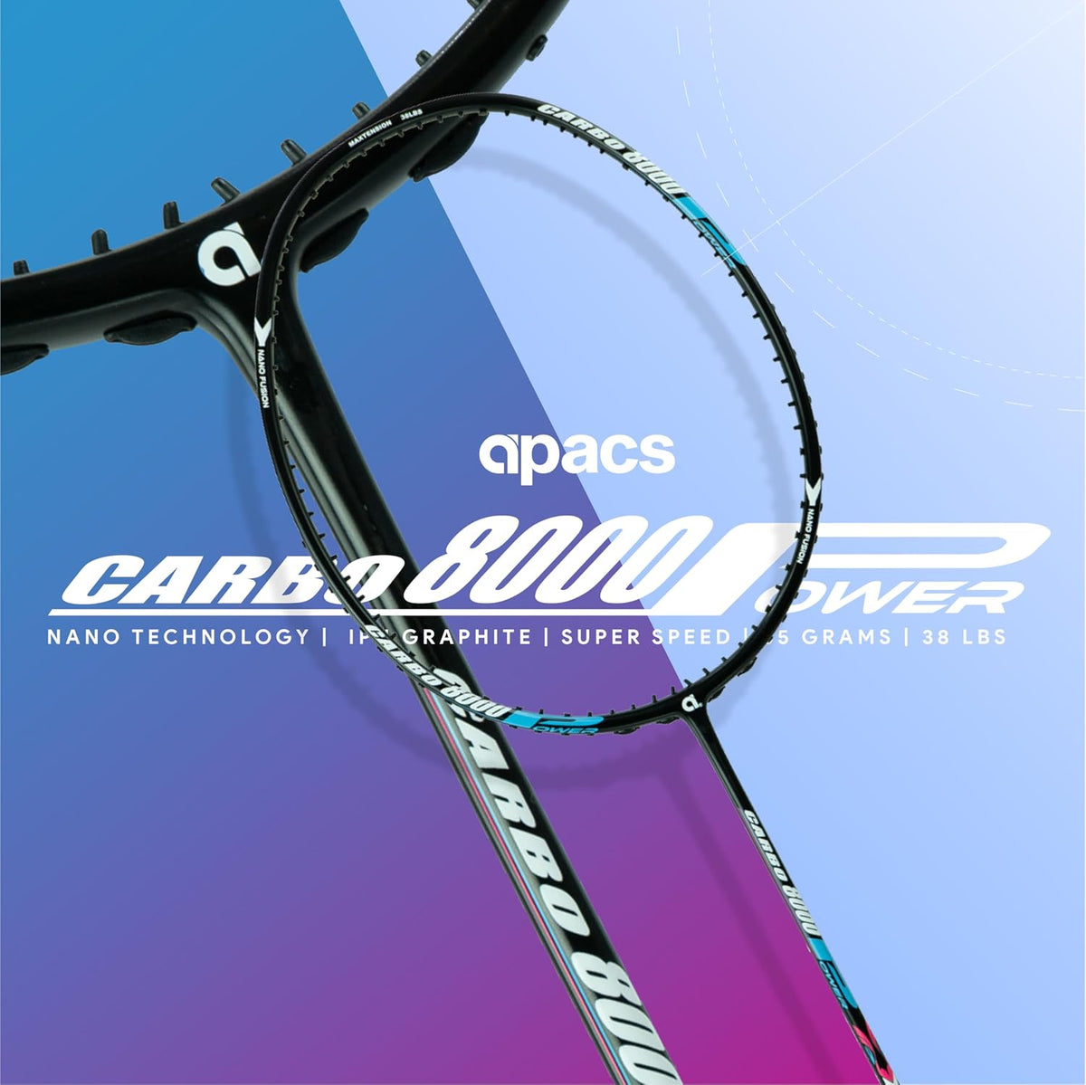 Apacs Carbo 8000 Power Badminton Racket – 38 LBS | Nano Fused Graphite Shaft | 82 GMS | Made in Vietnam