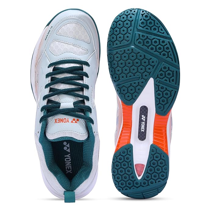 Yonex DOMINANT 6i Badminton Shoes - Mineral Grey Fluorescent Yellow – Lightweight All-Court Shoes with Tru Cushion+