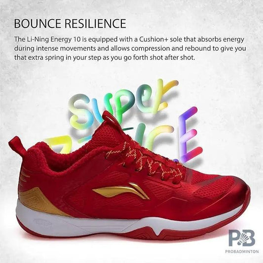LI-NING Energy 10 Badminton Shoes ( Red / Gold )