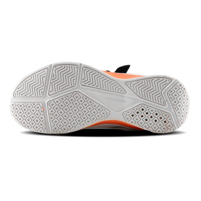 Hundred Court Champions Badminton Shoe | White/Orange/Sea Blue