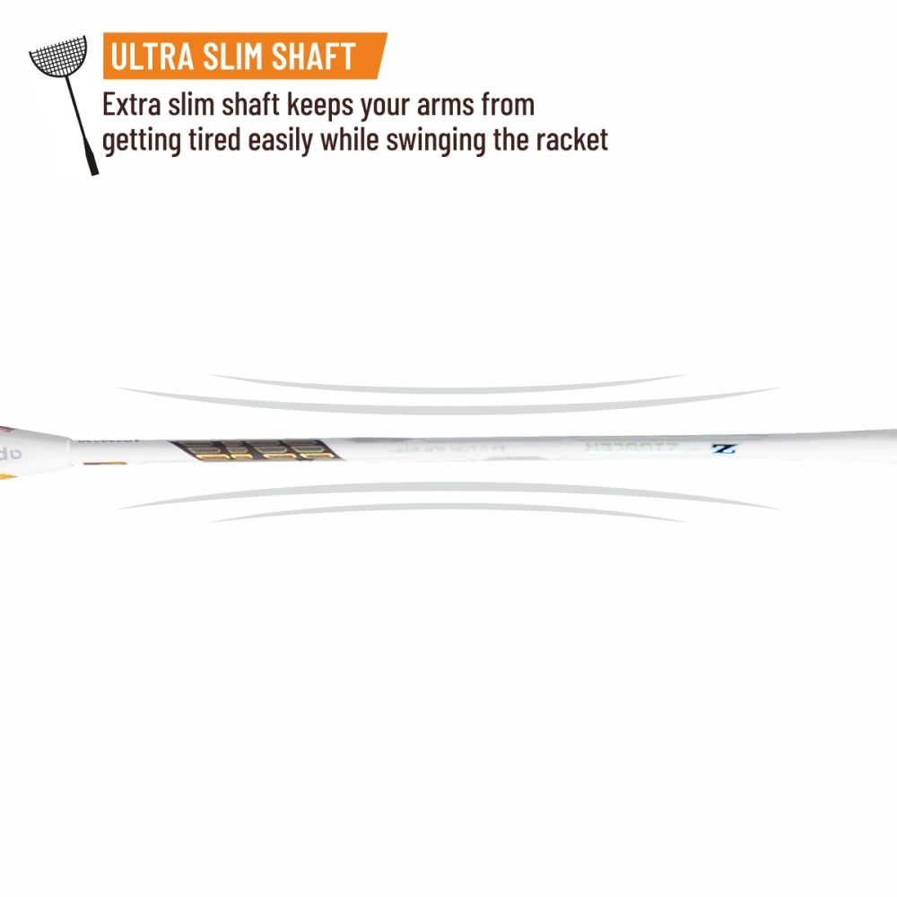 Apacs Z Ziggler Badminton Racquet (Unstrung) - White – Powerful Stiff Racket for Advanced Players