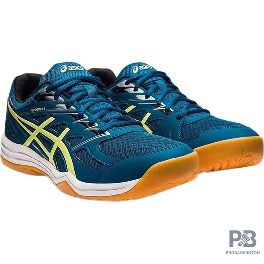 ASICS UPCOURT 4 Indoor Court Shoes ( Deep Sea Teal & Glow Yellow)