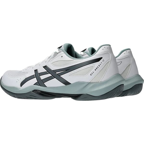 Asics Gel Rocket 12 Badminton Shoe | White & Steel Grey