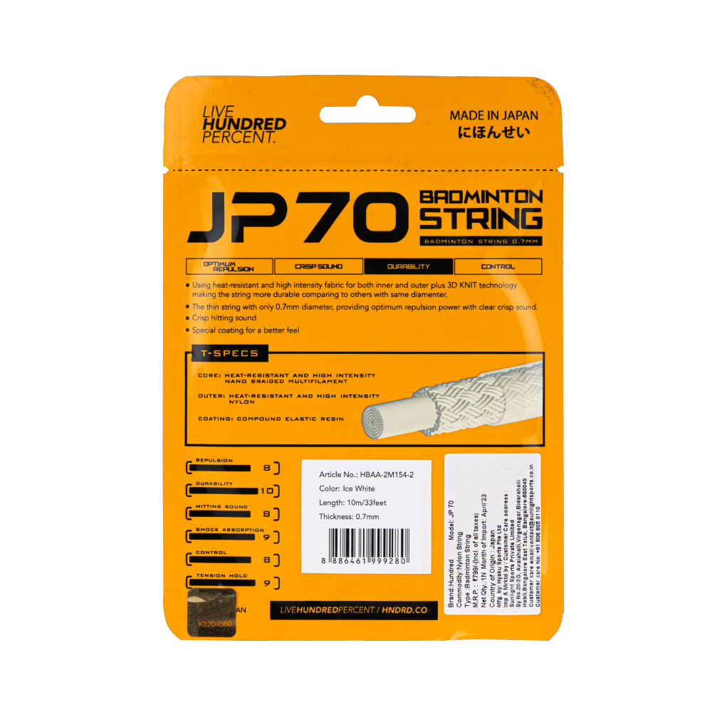 Hundred Badminton String JP 70 - Ice White