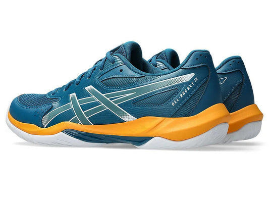 Asics Gel Rocket 12 Badminton Shoe | Dark Teal/Yamabuki – Lightweight Court Shoes with GEL Cushioning