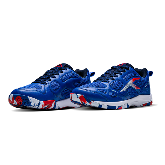 Hundred Raze Pro Badminton Shoe | Blue/Red/Navy – Pro-Level Court Shoes for Aggressive Players