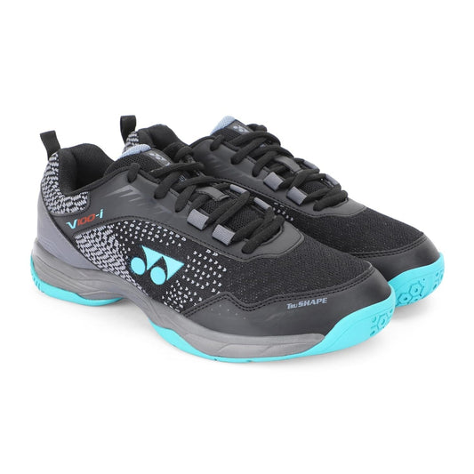 Yonex V100-i Badminton Shoes ( Black / Vivid sky)