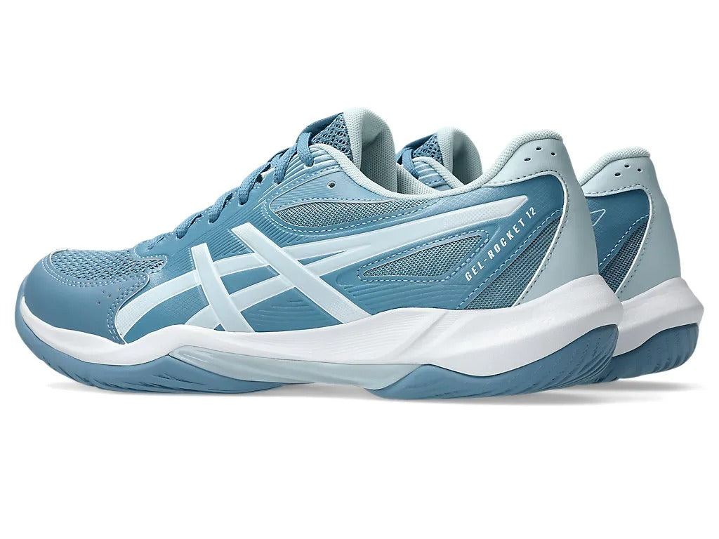 Asics Gel Rocket 12 Badminton Shoe | Saba Blue/Cool Grey – Lightweight Court Shoes with GEL Cushioning