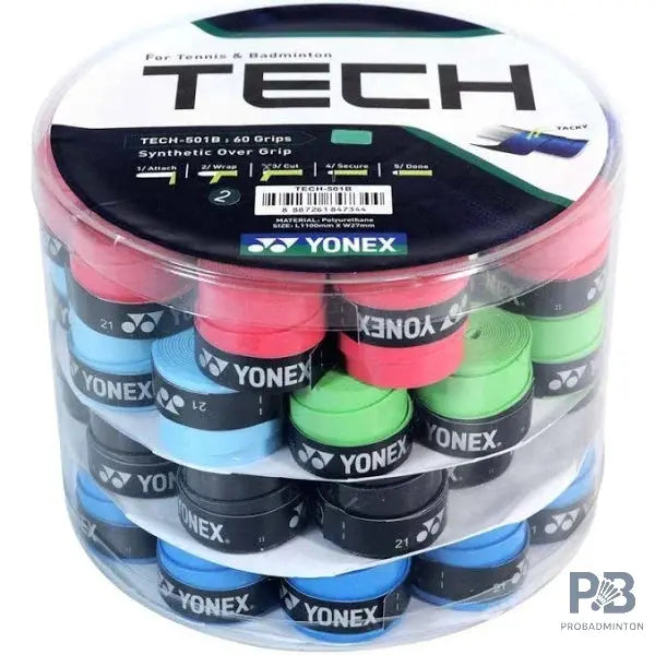 ETEC 501B Synthetic Badminton Overgrip (Assorted Colors) (Pack of 60)