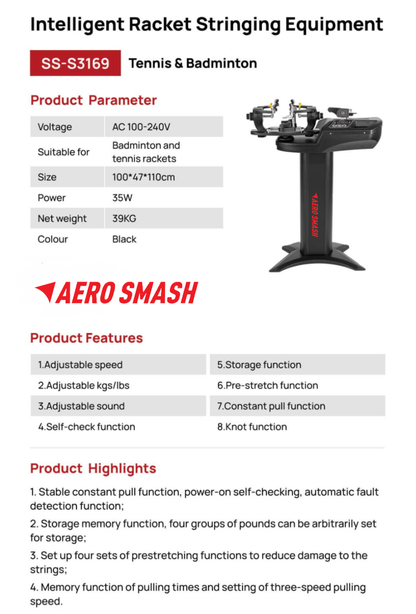 Aerosmash Gutting Machine S3169 | Professional Badminton Stringing / Gutting Machine