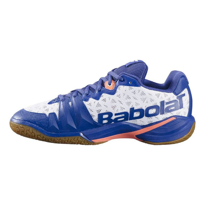 Babolat Shadow 4 Men’s Badminton Shoes White/Navy Blue – Professional Indoor Court Shoes