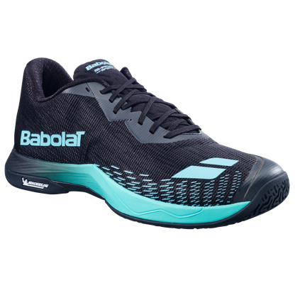 Babolat Shadow Spirit 2 Badminton Shoes (Black/Cyan) – Lightweight Indoor Court Shoes