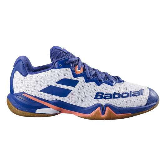 Babolat Shadow 4 Men’s Badminton Shoes White/Navy Blue – Professional Indoor Court Shoes