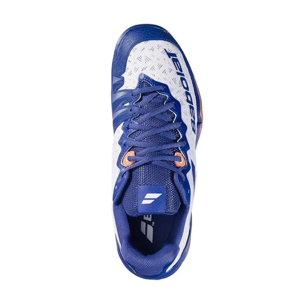 Babolat Shadow 4 Men’s Badminton Shoes White/Navy Blue – Professional Indoor Court Shoes