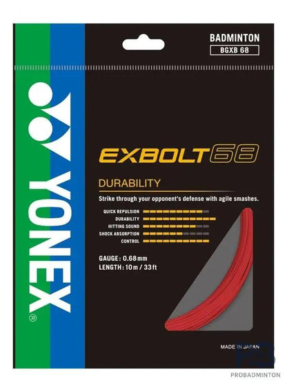 Yonex Exbolt 68 Badminton String – 0.68mm Durable Multifilament | High Power & Smash Performance