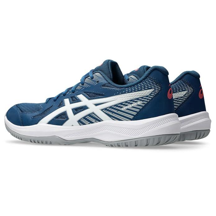ASICS Men Upcourt 6 Badminton Shoes (Mako Blue White) | Lightweight, Breathable Mesh, Stable Midfoot Support | Indoor Non-Marking Court Shoes