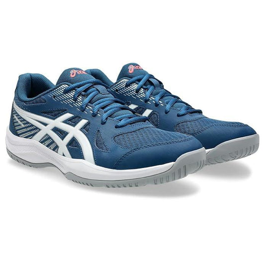 ASICS Men Upcourt 6 Badminton Shoes (Mako Blue White) | Lightweight, Breathable Mesh, Stable Midfoot Support | Indoor Non-Marking Court Shoes