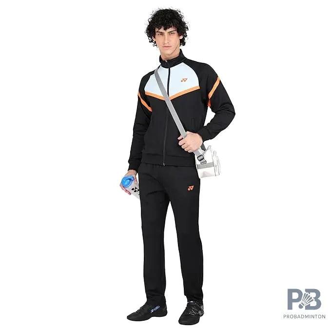 Yonex Track Suit 2500 for Men (Jet Black/Dark Navy) | Premium Badminton & Tennis Warm-Up Suit | Quick-Dry + UV Protection | Long Sleeve Pull-On Design
