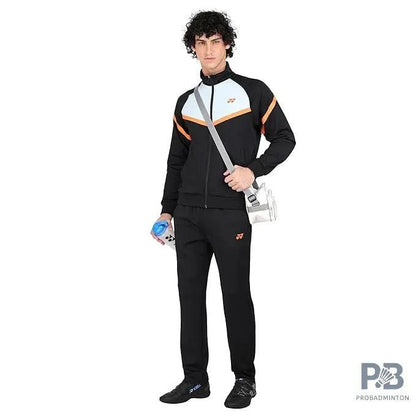 Yonex Track Suit 2500 for Men (Jet Black/Dark Navy) | Premium Badminton & Tennis Warm-Up Suit | Quick-Dry + UV Protection | Long Sleeve Pull-On Design