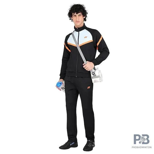 Yonex Track Suit 2500 for Men (Jet Black/Dark Navy) | Premium Badminton & Tennis Warm-Up Suit | Quick-Dry + UV Protection | Long Sleeve Pull-On Design