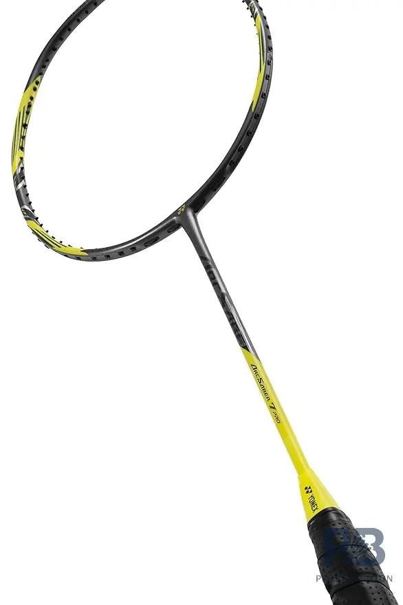 YONEX Arcsaber 7 Play Strung Graphite Badminton Racquet with Full Cover (Grey/Yellow) | 4U, 83g