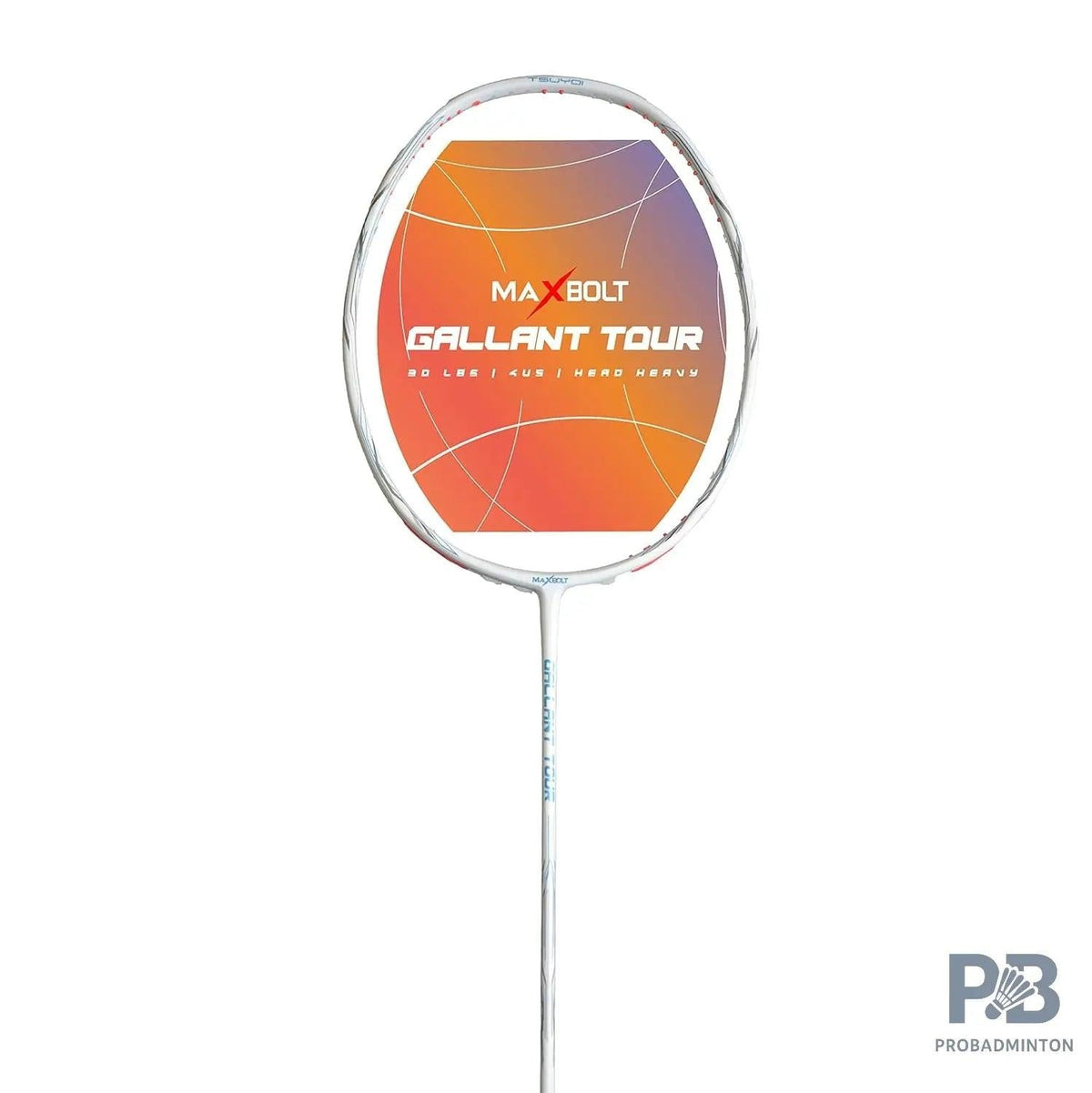 Maxbolt Gallant Tour (White) Badminton Racket 45lbs