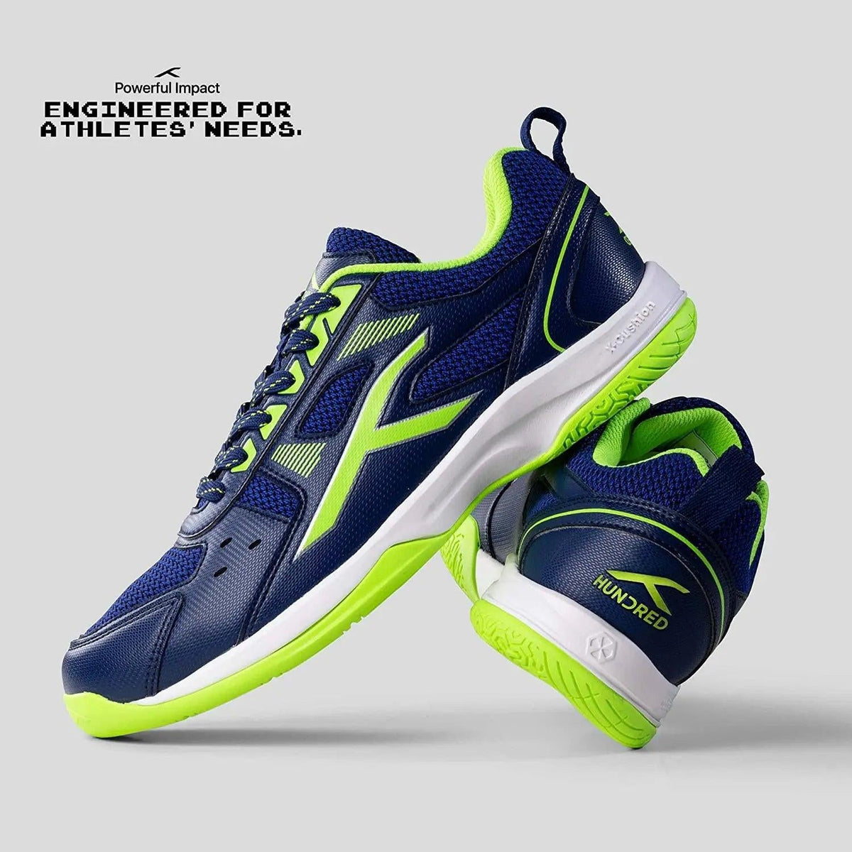 HUNDRED Raze Badminton Shoes (Navy / Lime)