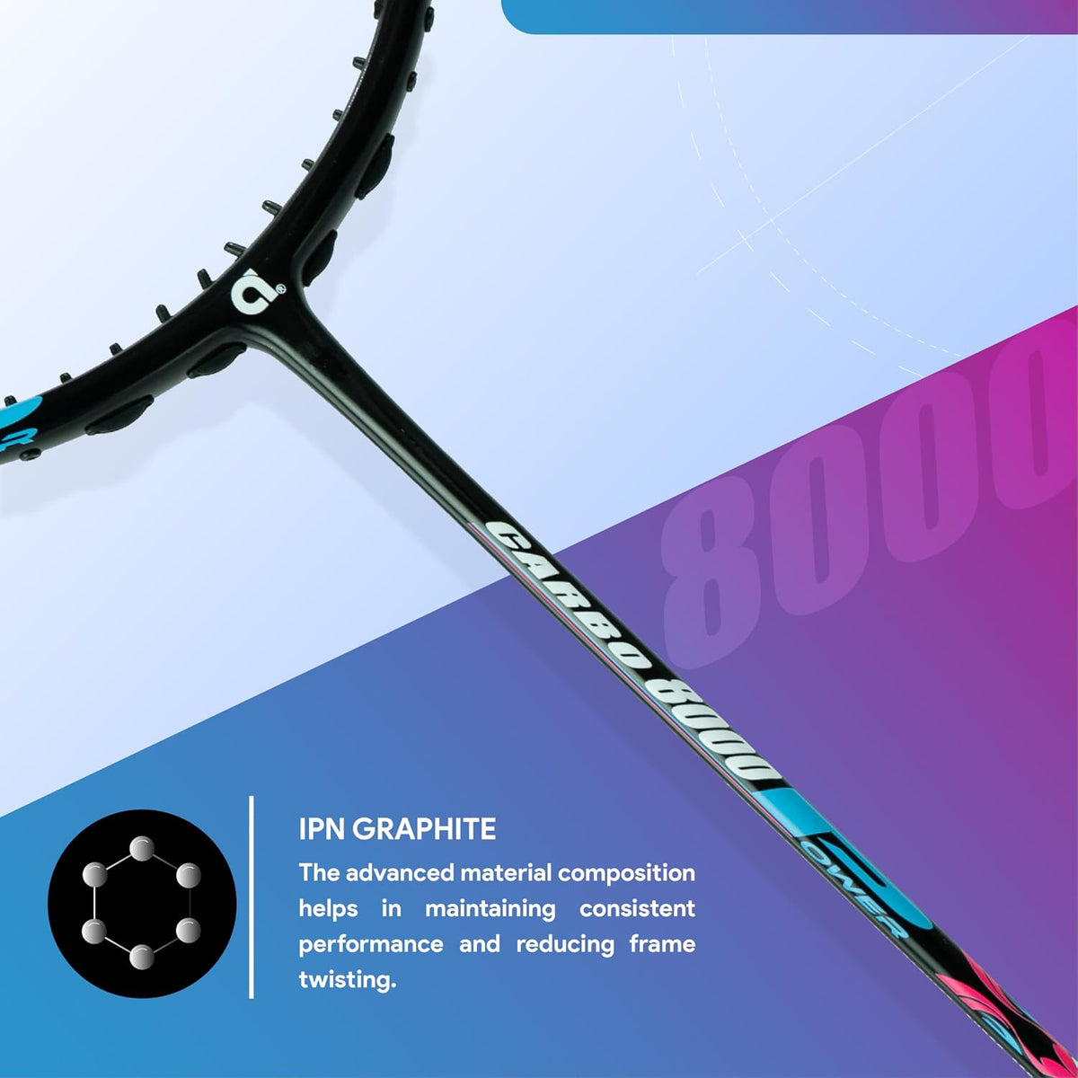 Apacs Carbo 8000 Power Badminton Racket – 38 LBS | Nano Fused Graphite Shaft | 82 GMS | Made in Vietnam