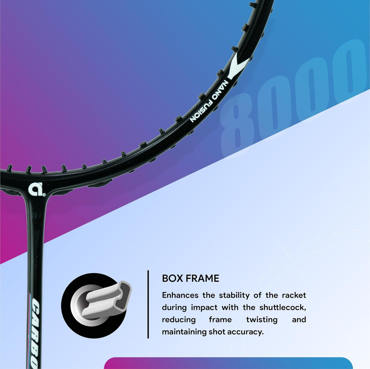 Apacs Carbo 8000 Power Badminton Racket – 38 LBS | Nano Fused Graphite Shaft | 82 GMS | Made in Vietnam