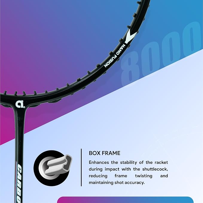 Apacs Carbo 8000 Power Badminton Racket – 38 LBS | Nano Fused Graphite Shaft | 82 GMS | Made in Vietnam