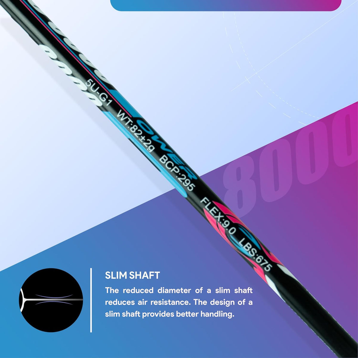 Apacs Carbo 8000 Power Badminton Racket – 38 LBS | Nano Fused Graphite Shaft | 82 GMS | Made in Vietnam