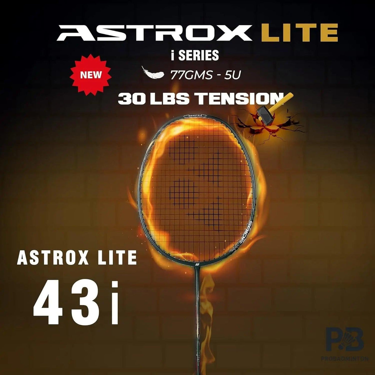 Yonex Astrox Lite 43i Badminton Racket – Ultra Lightweight Graphite | Isometric Head | Built-in T-Joint | Ideal for Fast Play