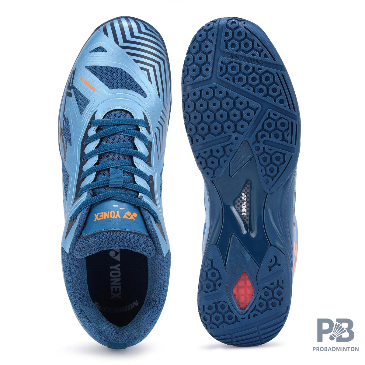 Yonex Blaze 3I Badminton Shoes | Crystal Teal/Hyper Orange | Lightweight Non-Marking Court Shoes