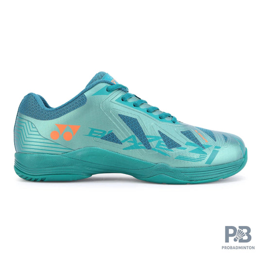 Yonex Blaze 3I Badminton Shoes | Neptune Green/Hyper Orange | Lightweight Non-Marking Court Shoes