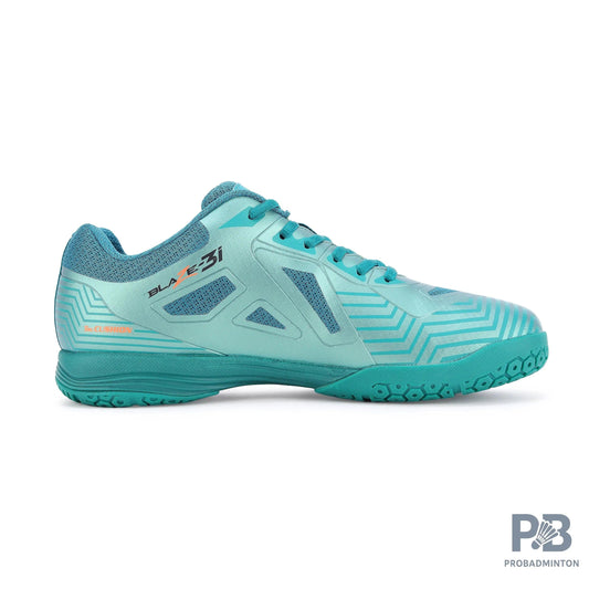Yonex Blaze 3I Badminton Shoes | Neptune Green/Hyper Orange | Lightweight Non-Marking Court Shoes