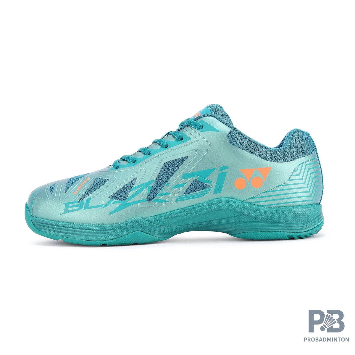 Yonex Blaze 3I Badminton Shoes | Neptune Green/Hyper Orange | Lightweight Non-Marking Court Shoes