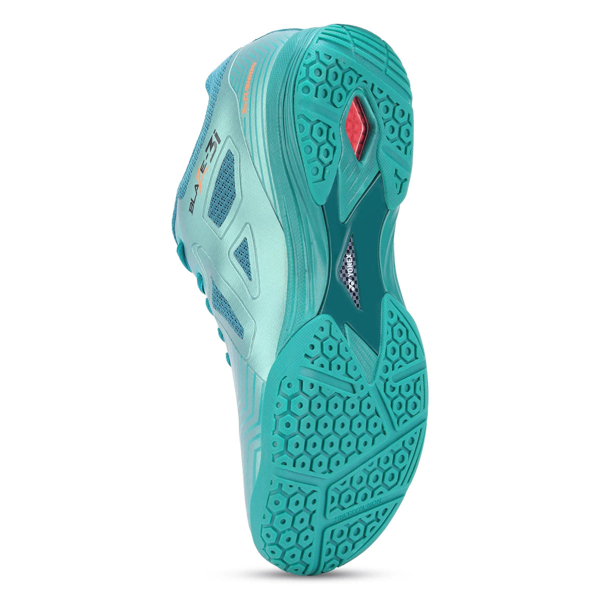 Yonex Blaze 3I Badminton Shoes | Neptune Green/Hyper Orange | Lightweight Non-Marking Court Shoes