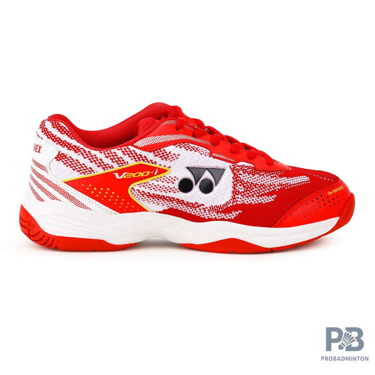 Yonex V 200i Badminton Shoe | Ruby Red/Medallion Gold