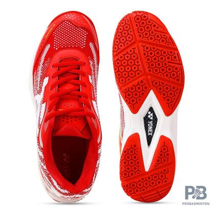 Yonex V 200i Badminton Shoe | Ruby Red/Medallion Gold