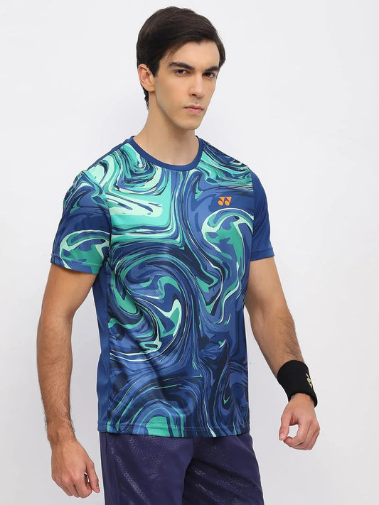 YONEX T Shirt Round Neck 2966 - Navy Peony – Premium Breathable Tee for Badminton & Tennis Players
