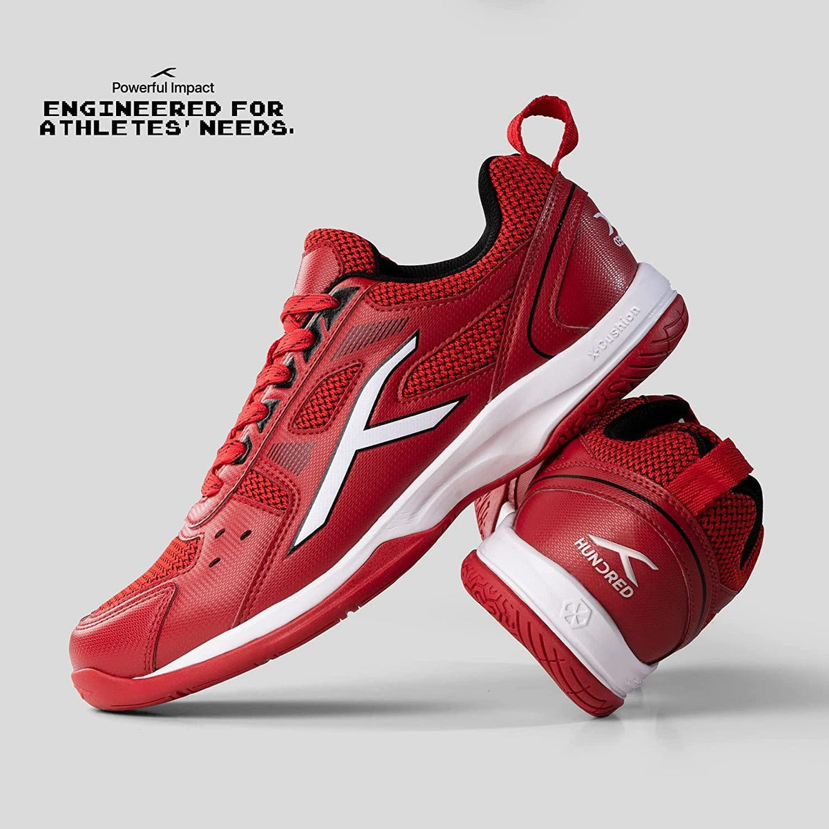 HUNDRED Raze Badminton Shoes (Red / White / Black)
