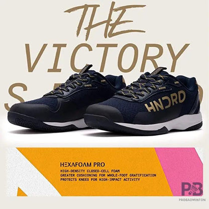 Hundred XOOM Pro Non-Marking Cushion Badminton Shoe (Navy/Gold)