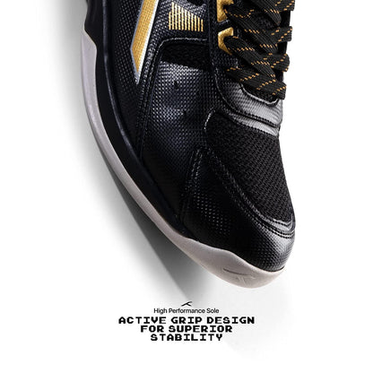 HUNDRED Raze Badminton Shoes (Black / Gold)