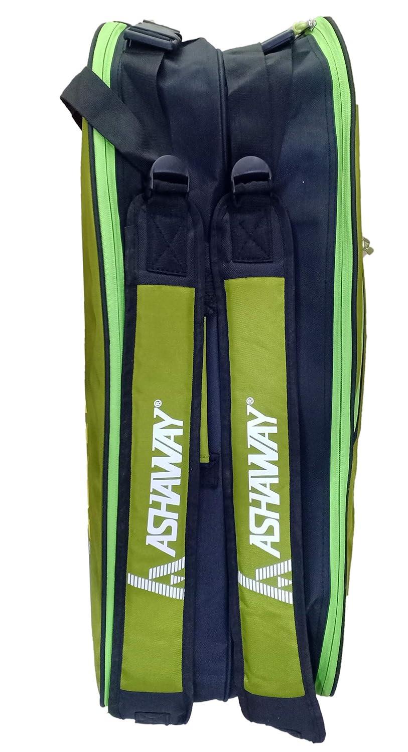 Ashaway AB 4000 Double Zip Badminton Kit Bag (Green, Size M) | Durable Graphite Sports Bag