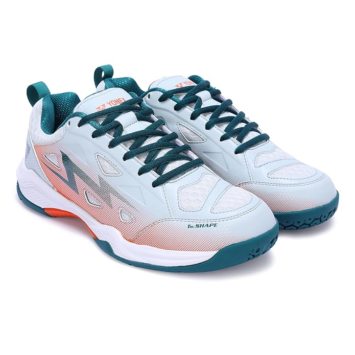 Yonex DOMINANT 6i Badminton Shoes - Mineral Grey Fluorescent Yellow – Lightweight All-Court Shoes with Tru Cushion+