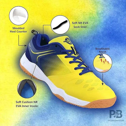 Nivia Hy-Court 3.0 Badminton Shoe | Yellow Blue