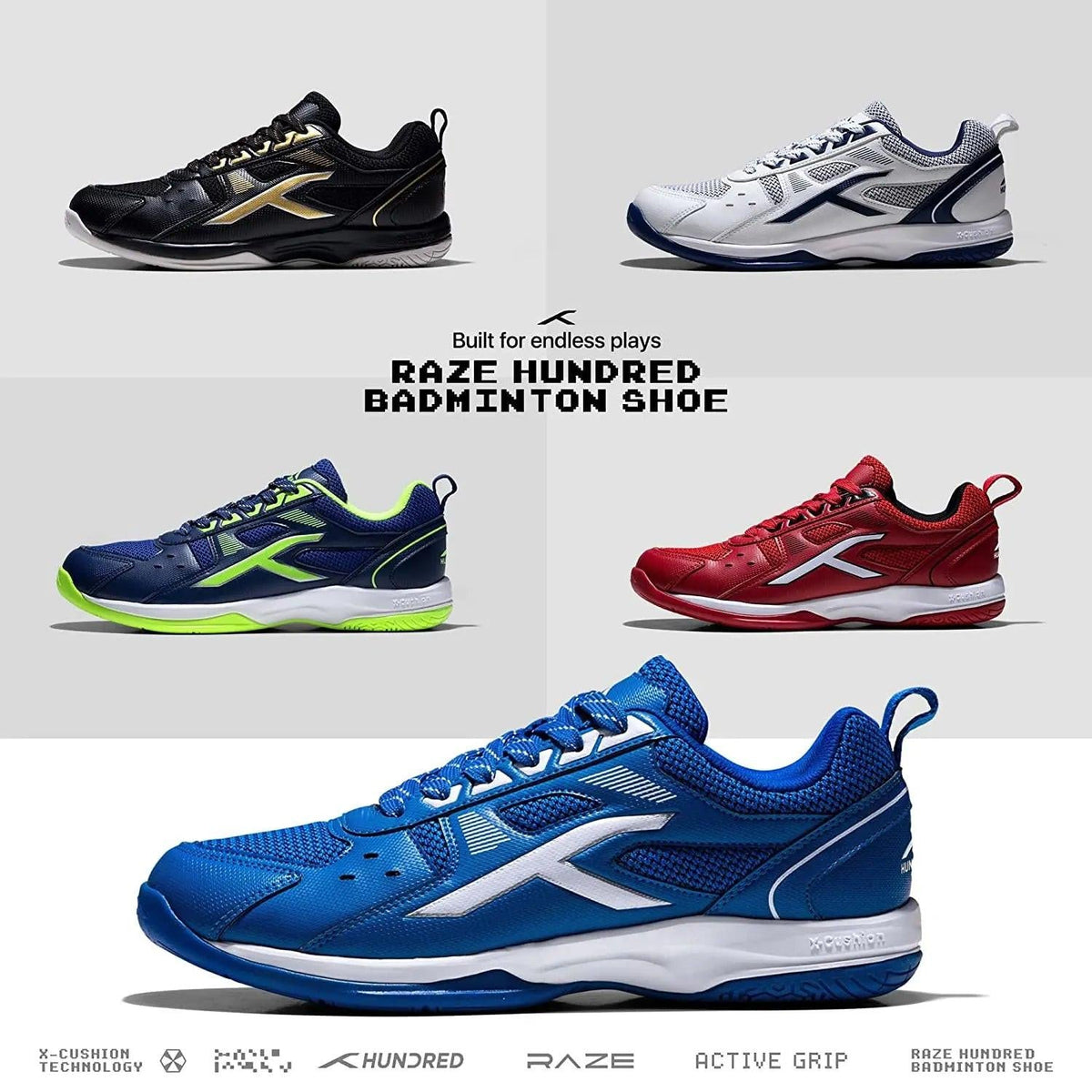 HUNDRED Raze Badminton Shoes (Blue / White)
