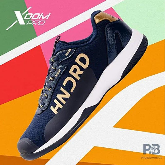 Hundred XOOM Pro Non-Marking Cushion Badminton Shoe (Navy/Gold)