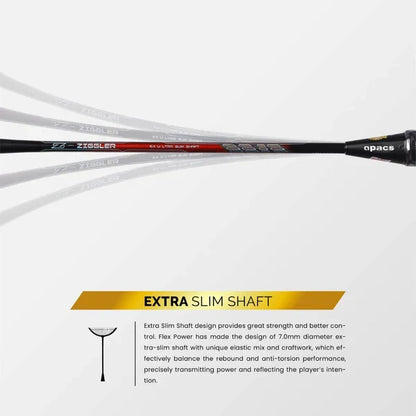 Apacs Z Ziggler Badminton Racquet (Unstrung) - Black/Red – Powerful Stiff Racket for Advanced Players